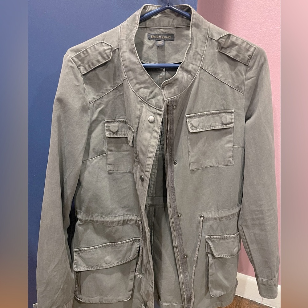 British Khaki Women's grey Utility Cargo Jacket, Light Weight